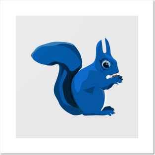 Blue Nibbling Squirrel Posters and Art